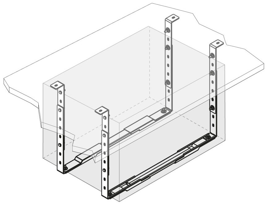 Kit montare cutie scule camion LAGO 311642030, fixare in exterior, pe platforma, pentru cutia Lago Space Truckin 600 mm