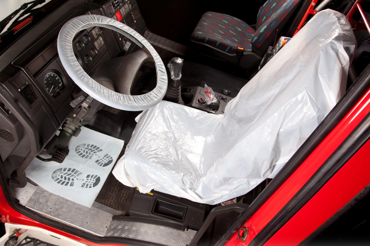 Set 100 huse de protectie interior camion SERWO 5in1 5990757, pentru scaun, volan, schimbator, frana de mana, covoras