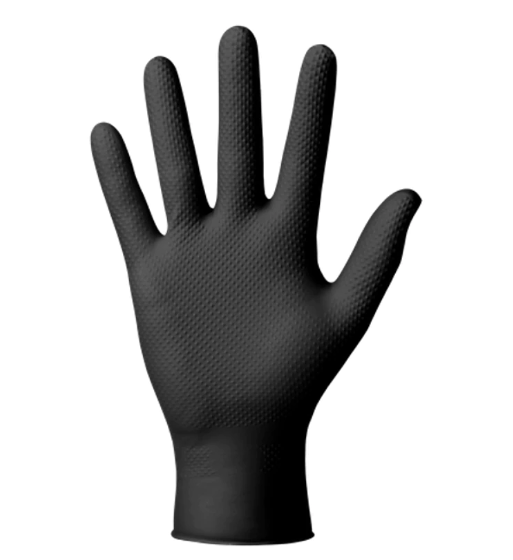 Set 50 manusi de protectie din nitril MERCATOR GoGrip AD-00-0012, texturate, marime M, culoare negru