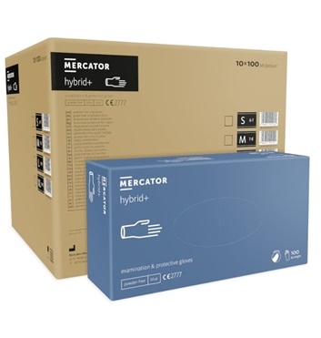 Set 100 manusi de protectie din vinil/nitril MERCATOR Hybrid AD-00-0021, marime S, culoare albastru