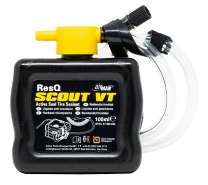 Kit compresor auto si solutie etansare AIRMAN 76-086, 15 A, 96 W, cu manomentru, adaptoare umflare, recipient 100 ml, geanta transport