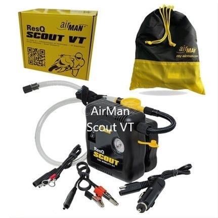 Kit compresor auto si solutie etansare AIRMAN 76-086, 15 A, 96 W, cu manomentru, adaptoare umflare, recipient 100 ml, geanta transport