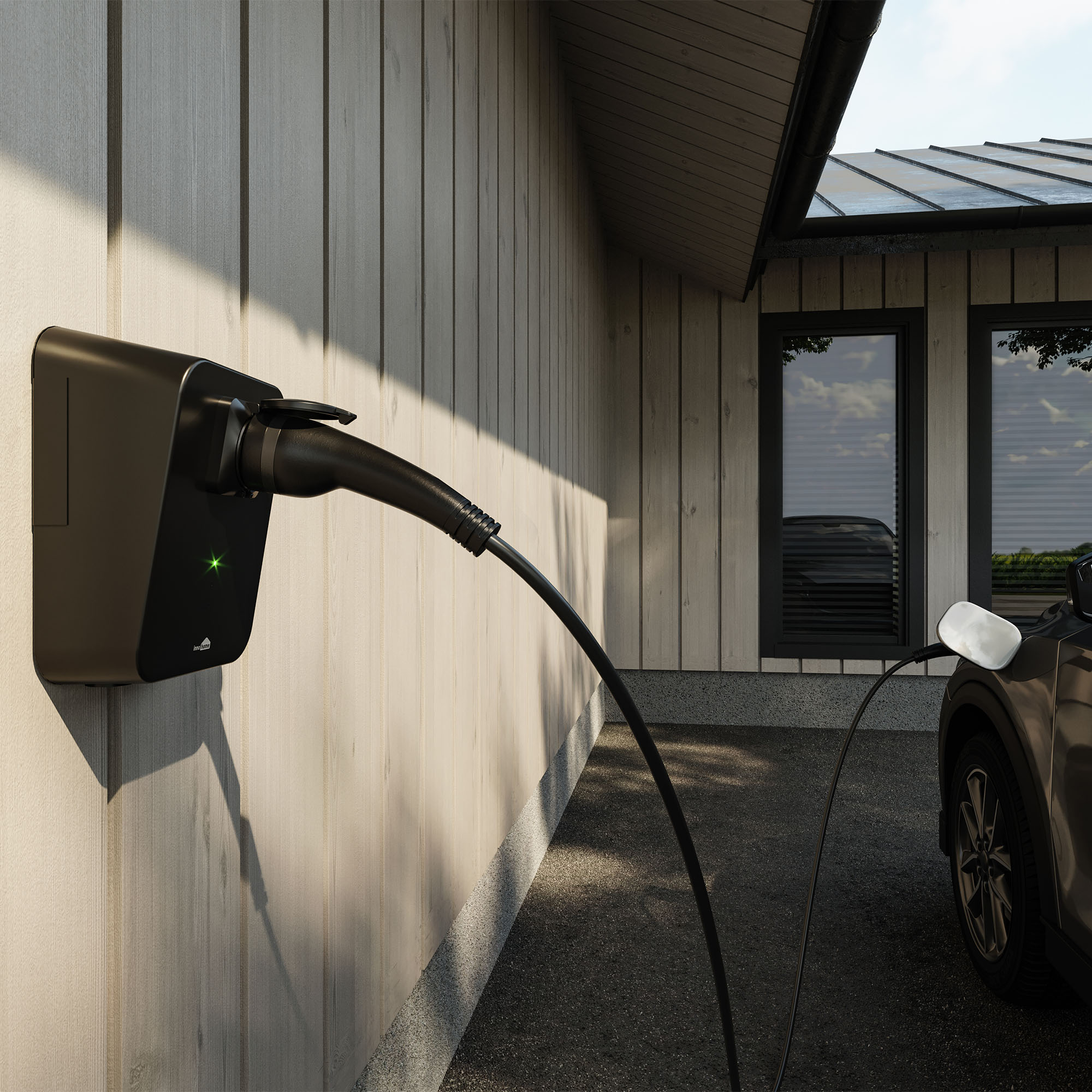 Statie fixa pentru incarcare masini electrice, wallbox, INNOHOME Charlie 3 EVC-00006, mufa Type 2, fara cablu, trifazica, 22 kW, 32A, 400V, negru