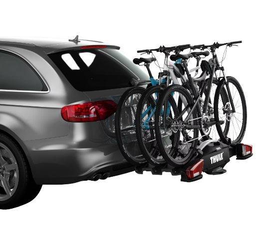Suport auto pentru 3 biciclete THULE Velocompact F 961500, prindere pe carlig remorcare FIX4BIKE, capacitate incarcare 60 kg, rabatabil, priza13 pini