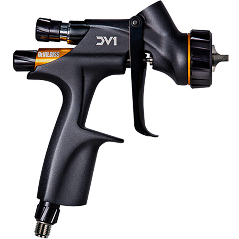 Pistol pentru lacuit DE VILBISS DV1-U-000-12-C1+, fara cana, cap HVLP plus, duza 1.2 mm, negru