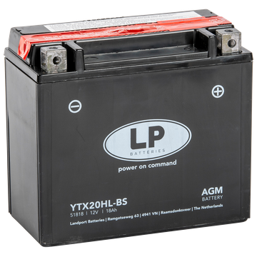 Baterie moto LANDPORT AGM YTX20HL-BS, 12 V, 18 Ah, 310 A, cu pachet acid