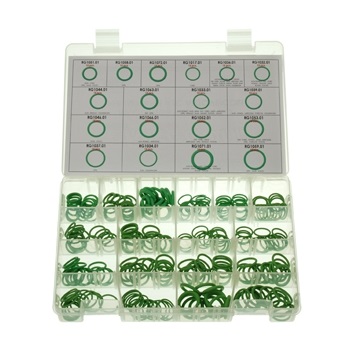 Set 100 o-ring pentru instalatie aer conditionat ERRECOM RK1048, 5 bucati/dimensiune, cauciuc, cutie depozitare