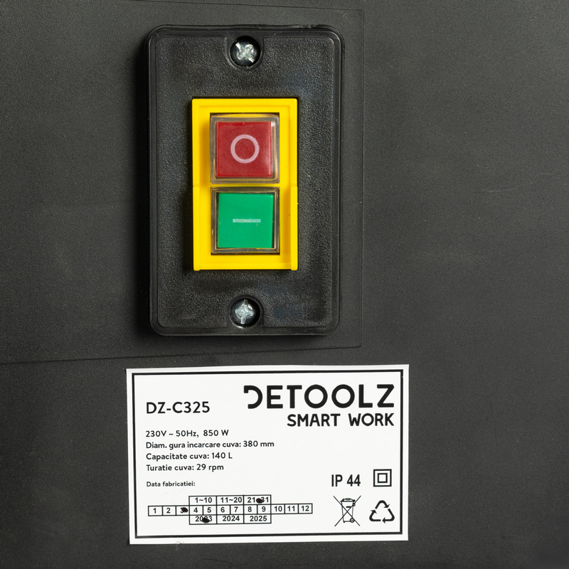 Betoniera DETOOLZ DZ-C325, volum cuva 140 L, 850 W, 2688 rpm, pinion coroana din fonta