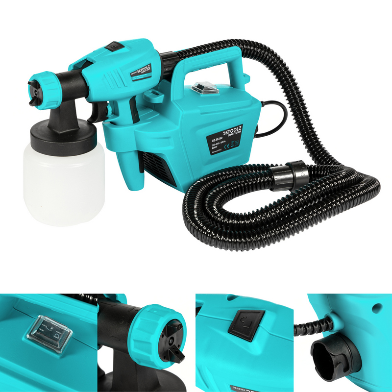 Pistol electric de vopsit DETOOLZ DZ-SE250, 800 W, 1000 ml/min, vascozitate maxima 120 DNI