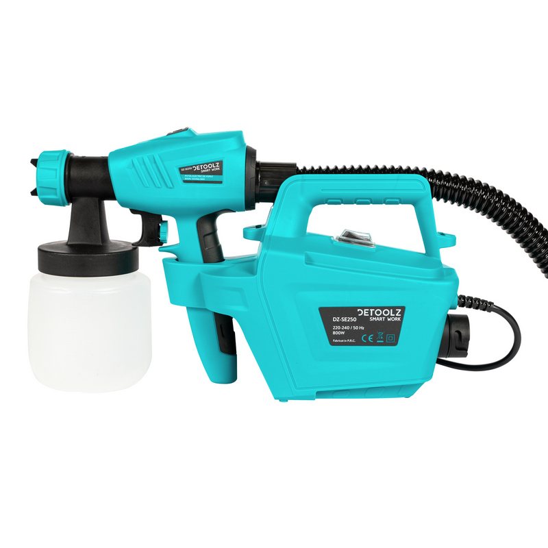 Pistol electric de vopsit DETOOLZ DZ-SE250, 800 W, 1000 ml/min, vascozitate maxima 120 DNI