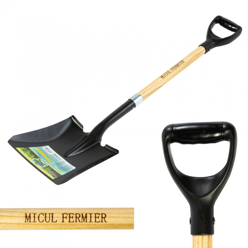 Lopata MICUL FERMIER GF-2444, 282 x 238 x 1.5 mm, cu coada lemn, lungime totala 1050 mm