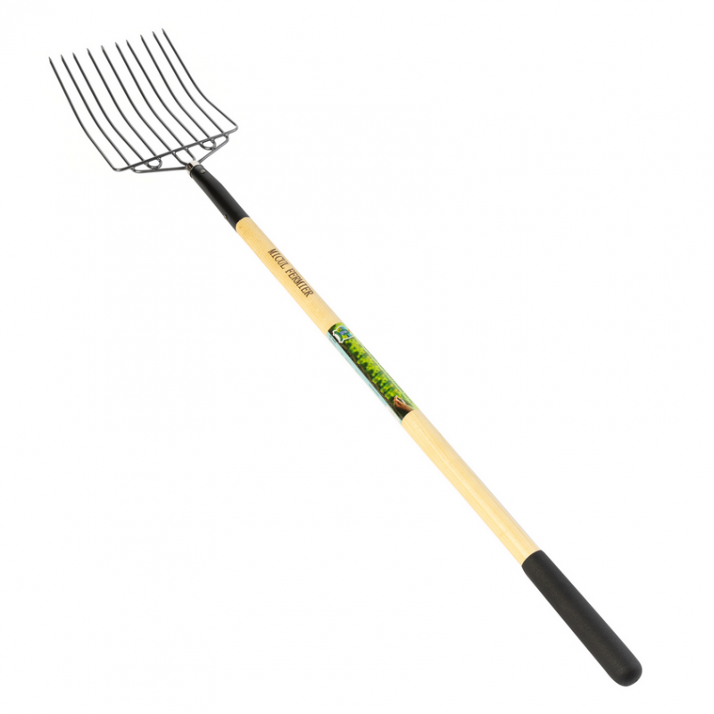 Furca pentru gunoi MICUL FERMIER GF-2449, pentru grajd, 10 dinti, maner lemn, lungime 1600 mm