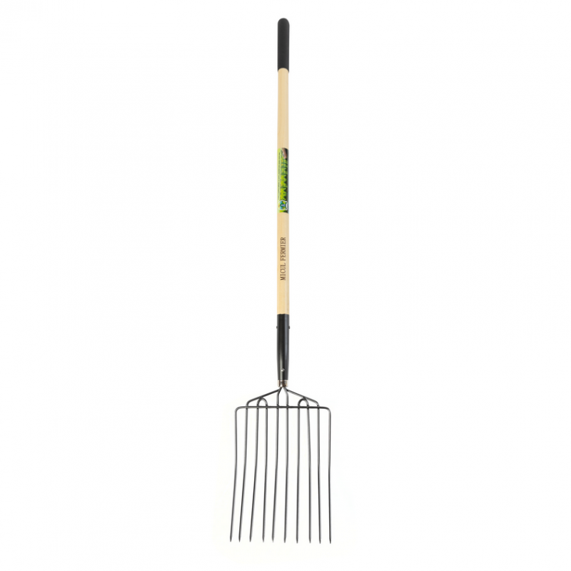 Furca pentru gunoi MICUL FERMIER GF-2449, pentru grajd, 10 dinti, maner lemn, lungime 1600 mm