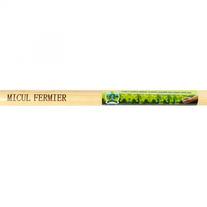 Furca pentru gunoi MICUL FERMIER GF-2449, pentru grajd, 10 dinti, maner lemn, lungime 1600 mm