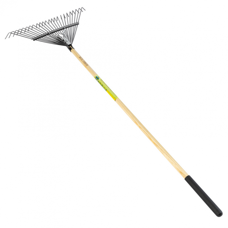 Grebla pentru frunze MICUL FERMIER GF-2450, 24 dinti flexibili, maner lemn, 1650 mm