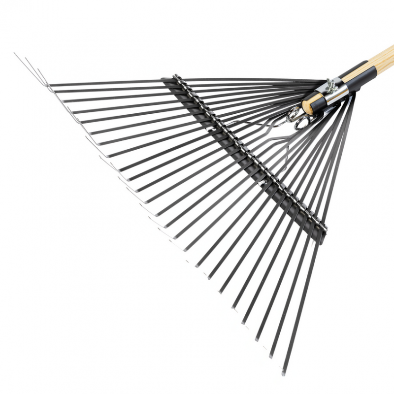 Grebla pentru frunze MICUL FERMIER GF-2450, 24 dinti flexibili, maner lemn, 1650 mm