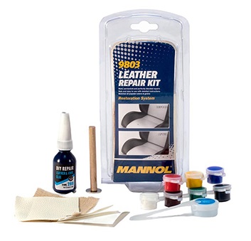 Kit pentru reparatii suprafete din piele MANNOL Leather Repair Kit 9803, cu 7 culori