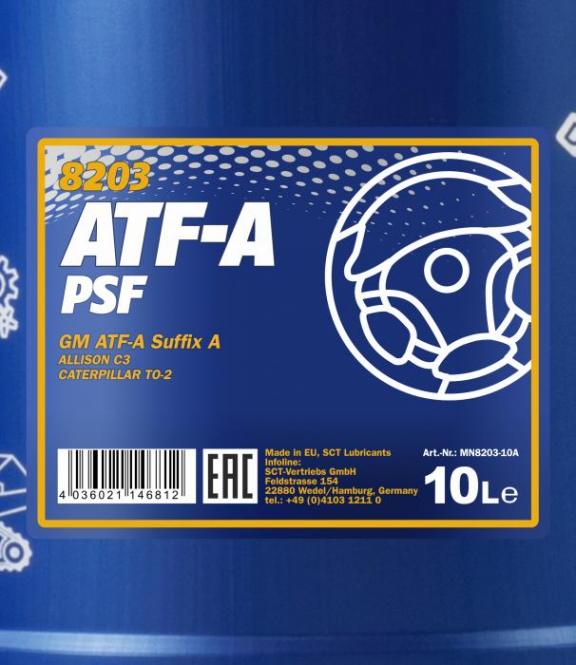 Ulei transmisie automata MANNOL ATF-A PSF MN8203-10, volum 10 litri, mineral