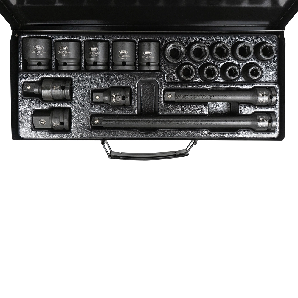 Set 14 tubulare scurte de impact JBM 52345, prindere 1/2 inch, cutie transport