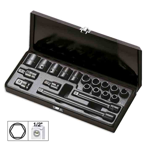 Set 14 tubulare scurte de impact JBM 52345, prindere 1/2 inch, cutie transport