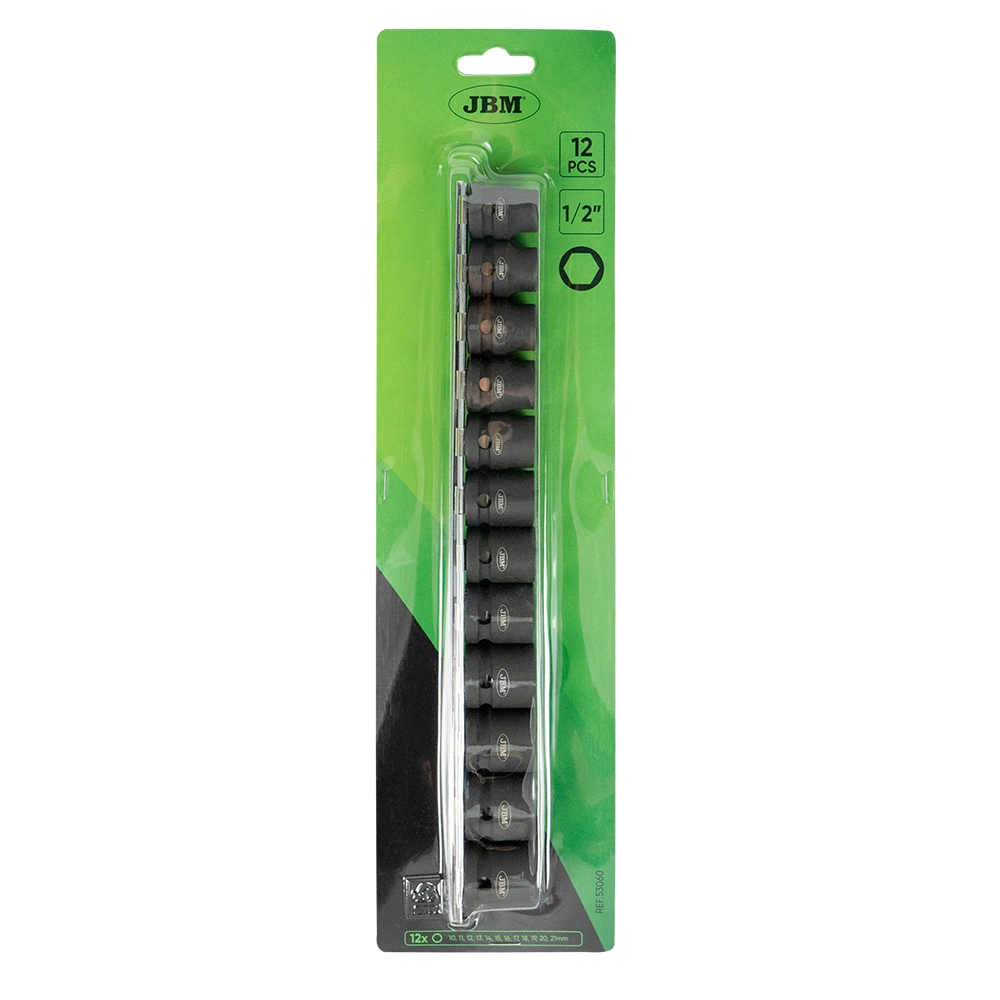 Set 12 chei tubulare de impact JBM 53060, prindere 1/2 inch, deschidere chei 10-21 mm