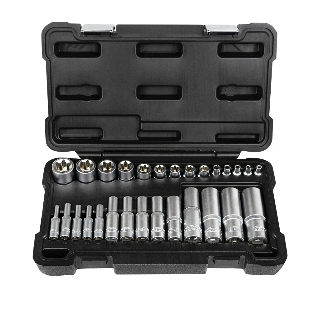 Set 28 chei tubulare scurte si lungi JBM 54141, profil torx, Cr-V, cutie depozitare