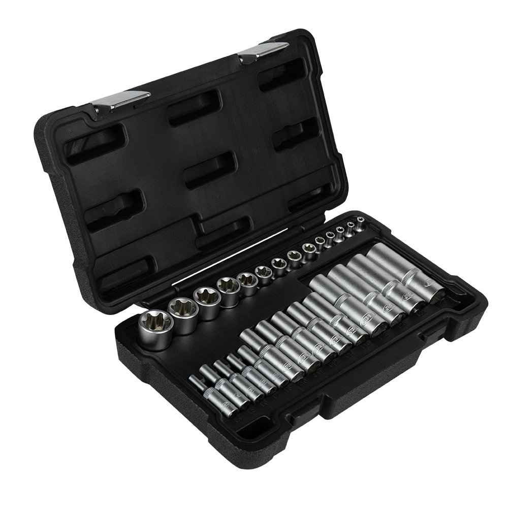 Set 28 chei tubulare scurte si lungi JBM 54141, profil torx, Cr-V, cutie depozitare