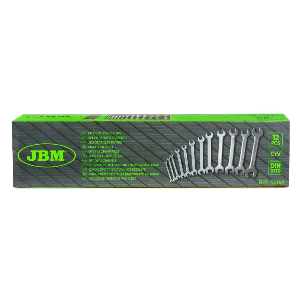 Set 12 chei fixe JBM 54149, deschidere chei 6-32, Cr-V, husa din panza