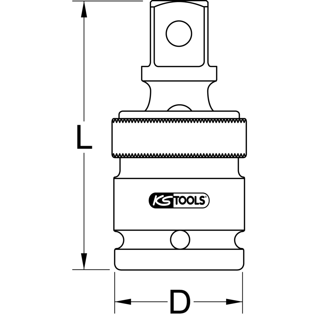Articulatie sferica pentru chei KS TOOLS 515.1533, prindere patrat 3/8 inch, lungime 48 mm, crom molibden