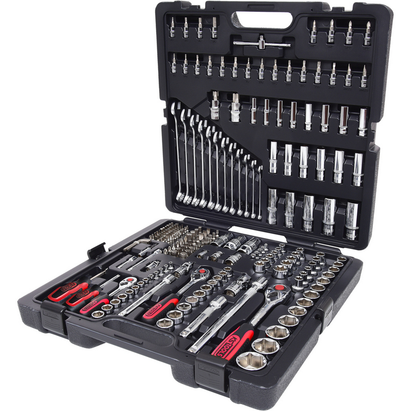 Trusa 216 scule KS TOOLS ChromePlus 918.0216, chei tubulare prindere 1/4 inch, 3/8 inch, 1/2 inch, otel crom vanadiu