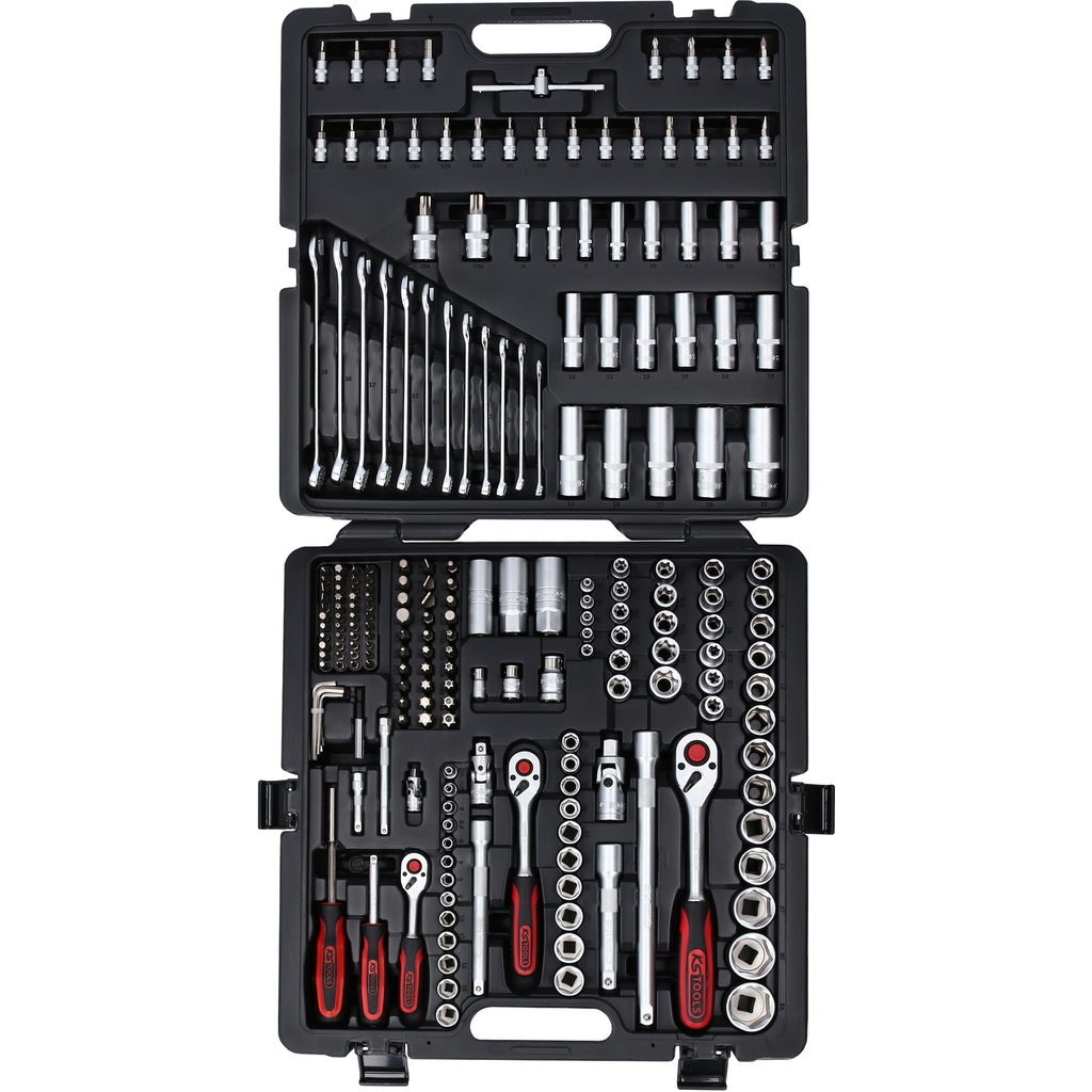 Trusa 216 scule KS TOOLS 917.0216, chei tubulare prindere 1/4 inch, 3/8 inch, 1/2 inch, otel crom vanadiu