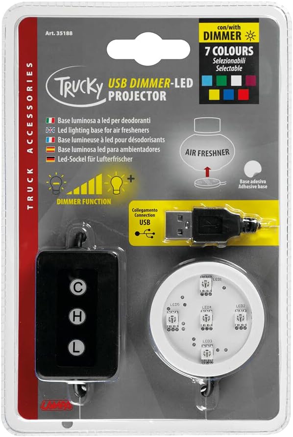 Baza de iluminare LED pentru odorizanti Trucky LAMPA 35188, alimentare prin USB, 7 culori, cu dimmer