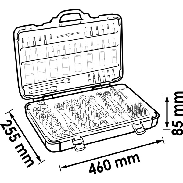 Trusa 172 scule VIGOR V2461N, prindere 1/4 inch, 5/16 inch, 3/8 inch, 1/2 inch, cutie depozitare