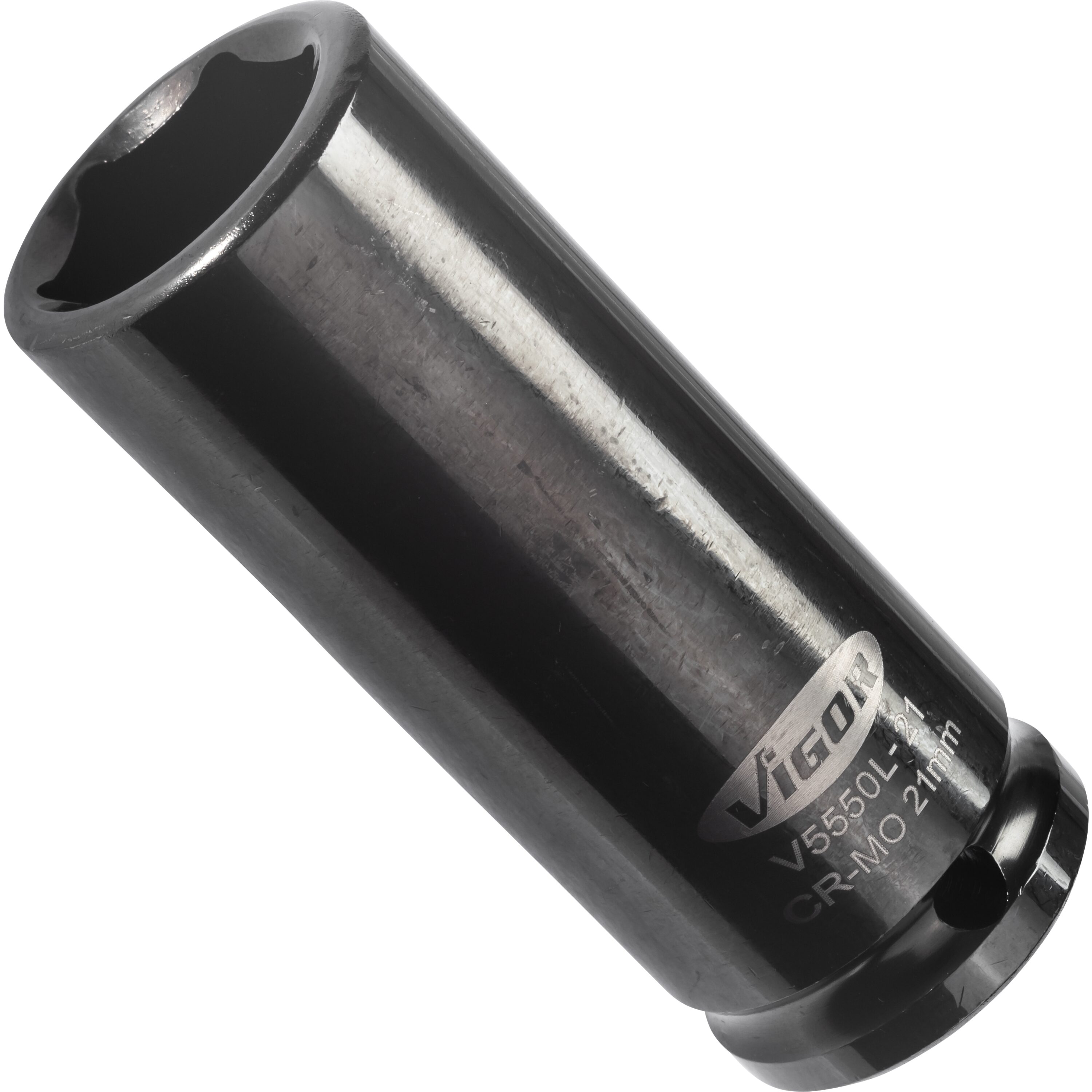 Cheie tubulara de impact VIGOR V5550L-21, lunga, antrenor patrat 1/2 inch, profil hexagonal, deschidere cheie 21 mm, fosfatat