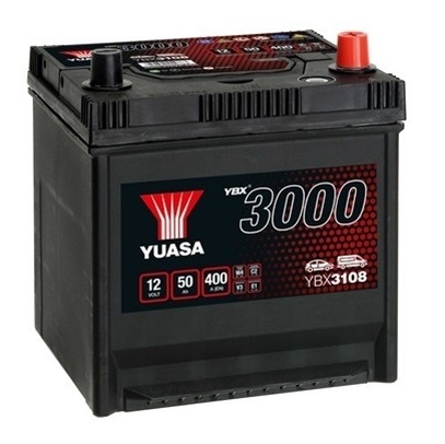 Baterie auto YUASA YBX 3000 ASIA YBX3108, 12 V, 50 Ah, 400 A, 202x173x225 mm, borna dreapta plus