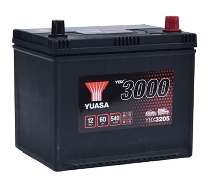 Baterie auto YUASA YBX 3000 ASIA YBX3205, 12 V, 60 Ah, 540 A, 230x174x205 mm, borna dreapta plus