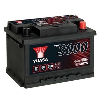 Baterie auto YUASA YBX 3000 ASIA YBX3075, 12 V, 60 Ah, 550 A, 245x175x175 mm, borna dreapta plus