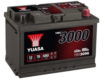 Baterie auto YUASA YBX 3000 ASIA YBX3096, 12 V, 76 Ah, 680 A, 278x175x190 mm, borna dreapta plus