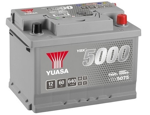 Baterie auto YUASA YBX 5000 Silver YBX5075, 12 V, 60 Ah, 640 A, 243x175x175 mm, borna dreapta plus