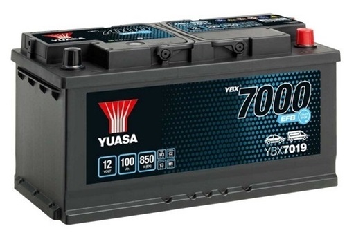 Baterie auto YUASA YBX 7000 EFB YBX7019, 12 V, 100 Ah, 850 A, 353x175x190 mm, borna dreapta plus