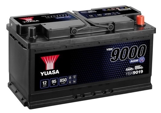 Baterie auto YUASA YBX 9000 AGM YBX9019, 12 V, 95 Ah, 850 A, 353x175x190 mm, borna dreapta plus