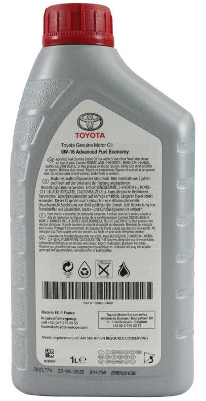 Ulei motor TOYOTA HYBRYD Advanced Fuel Economy 0W16 0888084081, volum 1 litru