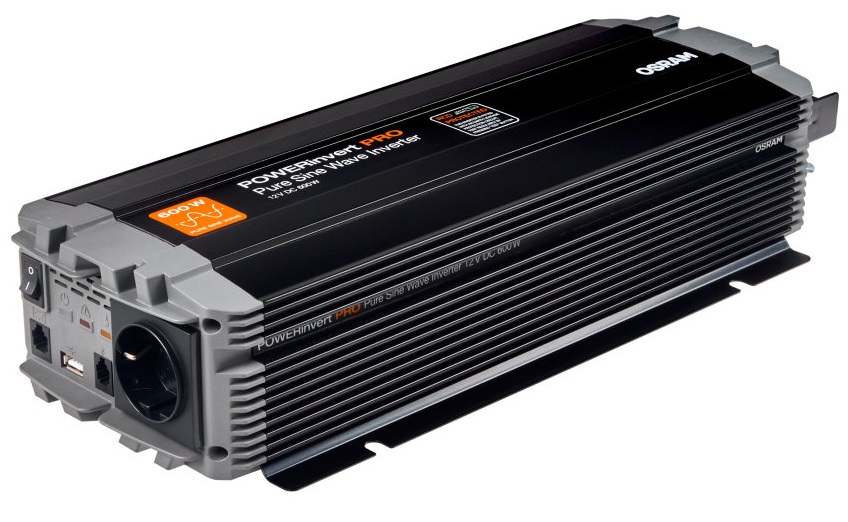 Invertor auto OSRAM Pure Sine Wave OEINVPAR6, 12V DC, 600W, RCD, 1 x priza 230V + 1 x USB 2.1A