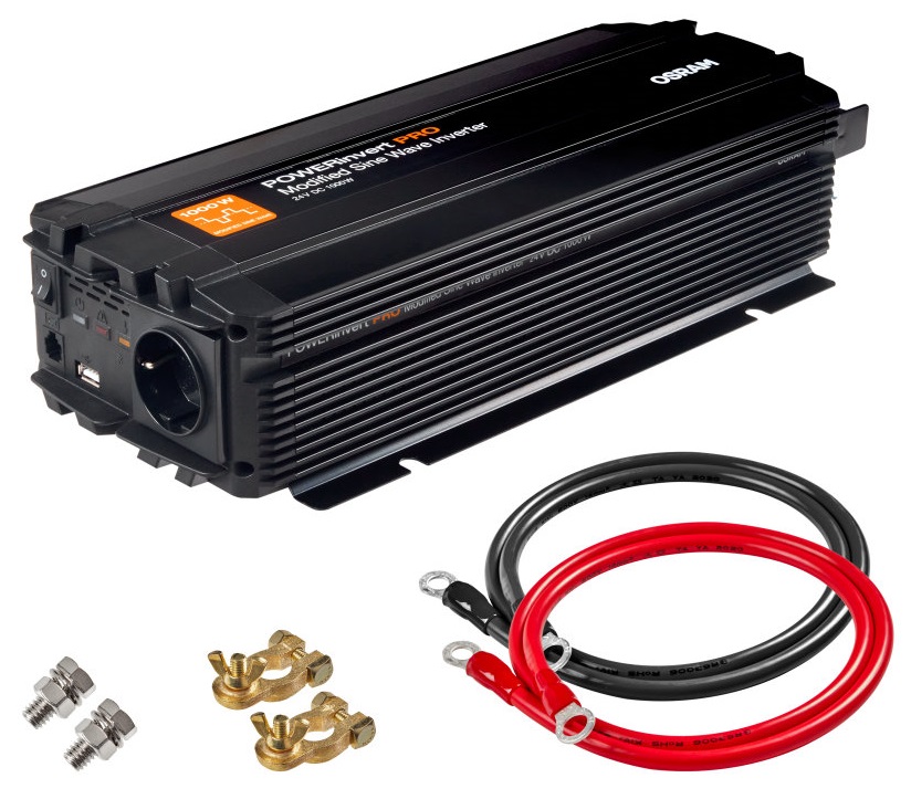 Invertor auto OSRAM Modified Sine Wave OEINVMB10, 24V DC, 1000W, 1 x priza 230V + 1 x USB 2.1A