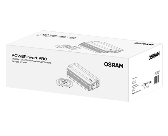 Invertor auto OSRAM Modified Sine Wave OEINVMB10, 24V DC, 1000W, 1 x priza 230V + 1 x USB 2.1A