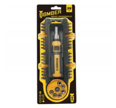 Set surubelnita cu 39 biti BOMBER Villager 072336, profil SL, PH0, PH1, PH2, PH3, PH3, PZ1, PZ2, T15, T20, T25, H4, H5, H6