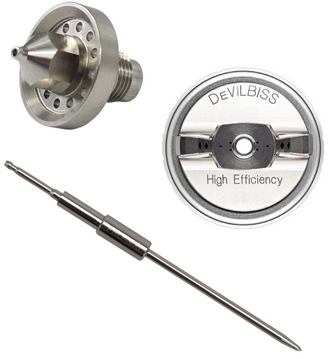 Set reparatie pistol vopsit DE VILBISS PROL-455-T110-11, cap aer T110, ac si duza 1.1 mm