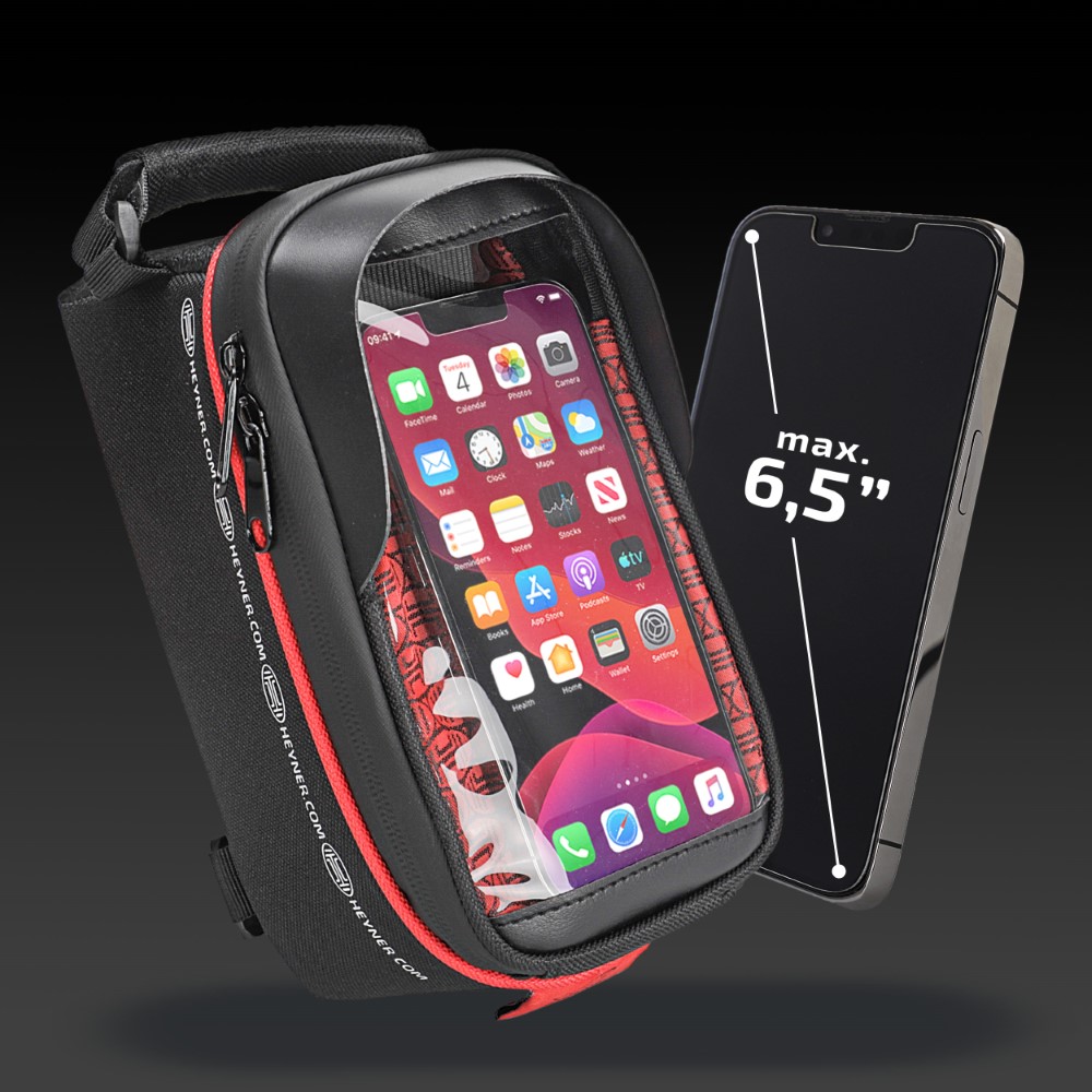 Suport telefon gentuta impermeabila pentru bicicleta HEYNER 734100, cu fermoar, 20 x 9 x 11 cm