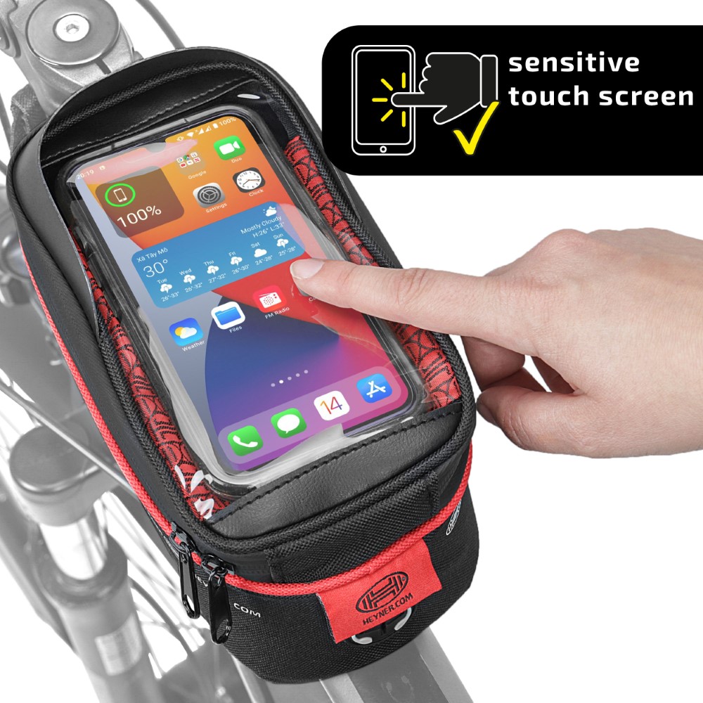 Suport telefon gentuta impermeabila pentru bicicleta HEYNER 734100, cu fermoar, 20 x 9 x 11 cm