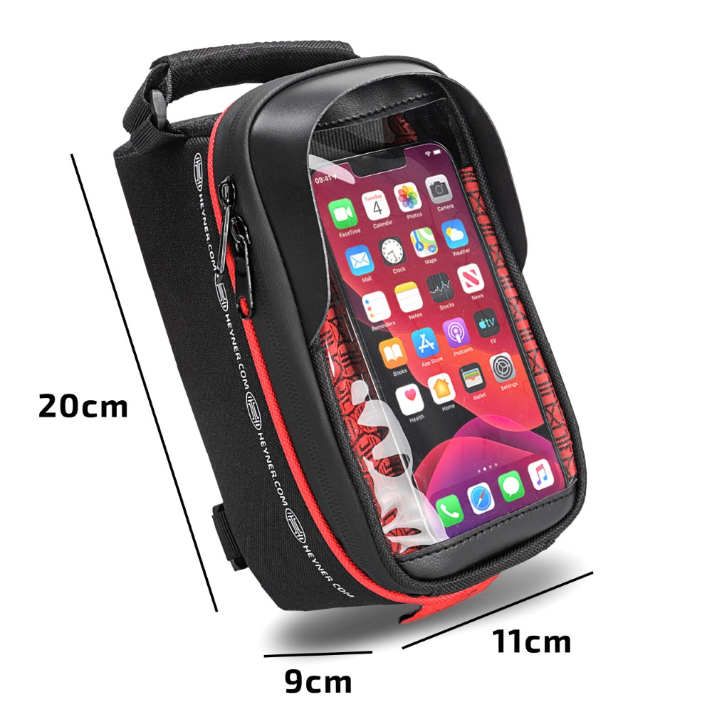 Suport telefon gentuta impermeabila pentru bicicleta HEYNER 734100, cu fermoar, 20 x 9 x 11 cm
